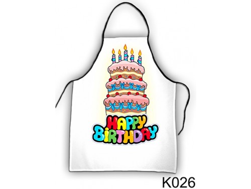 (K026) Kötény 50 cm x 70 cm - Happy Birthday tortás – Születésnapi Ajándék